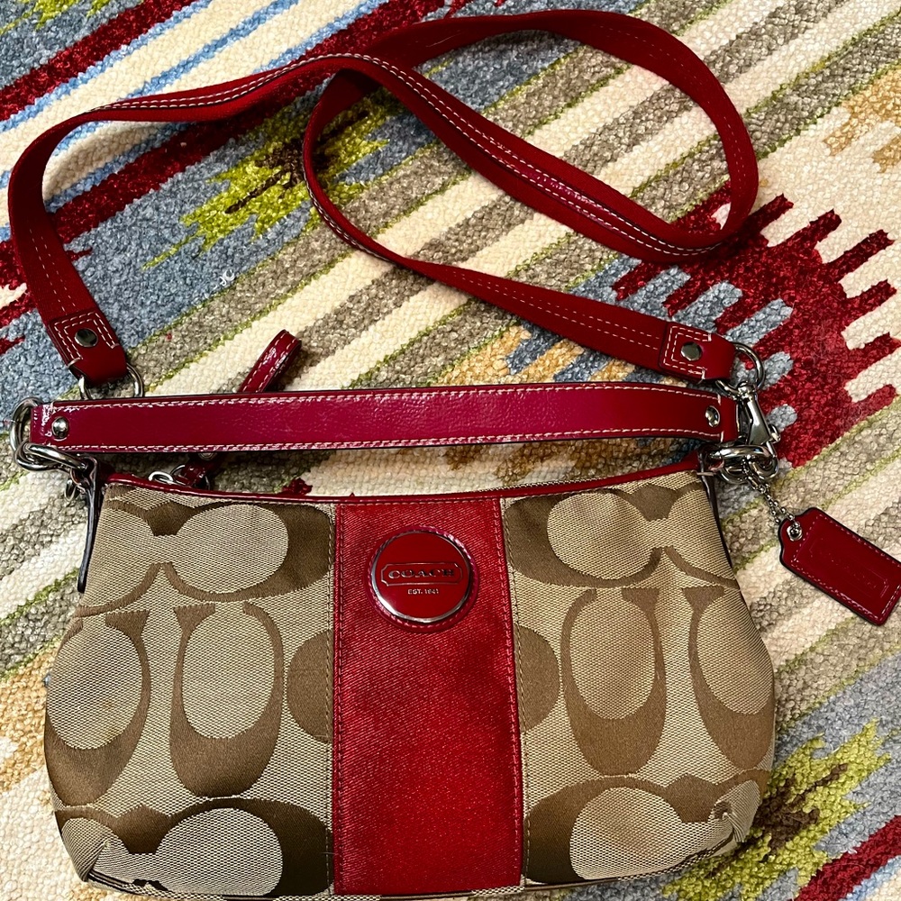 Coach H1176-F17439 Burgandy and Tan Purse